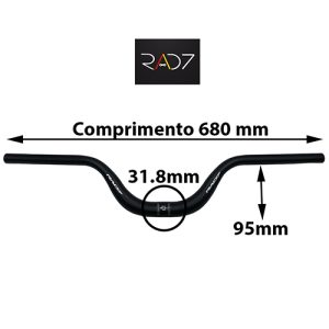 Guidão 31.8x680x95 Rad7 Concept confort bem elevado