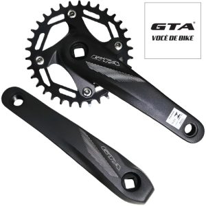 Pedivela GTA Single 34 dentes 170mm ponta quadrada de aluminío preto