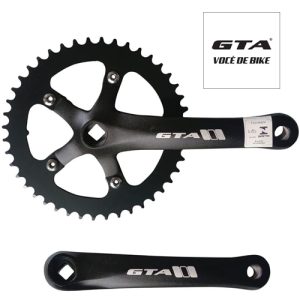 Pedivela GTA Single BMX 44 dentes 170mm ponta quadrada de aluminío preto