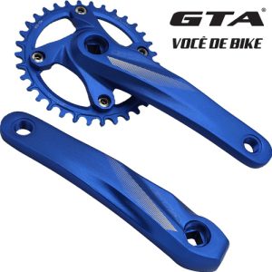 Pedivela GTA Single 34 dentes 170mm ponta quadrada de aluminío Azul