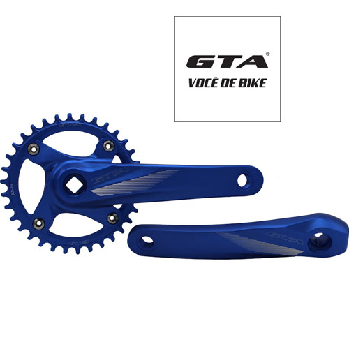 Pedivela GTA Single 34 dentes 170mm ponta quadrada de aluminío Azul - Imagem 2