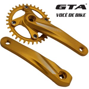 Pedivela GTA Single 34 dentes 170mm ponta quadrada de aluminío Dourado