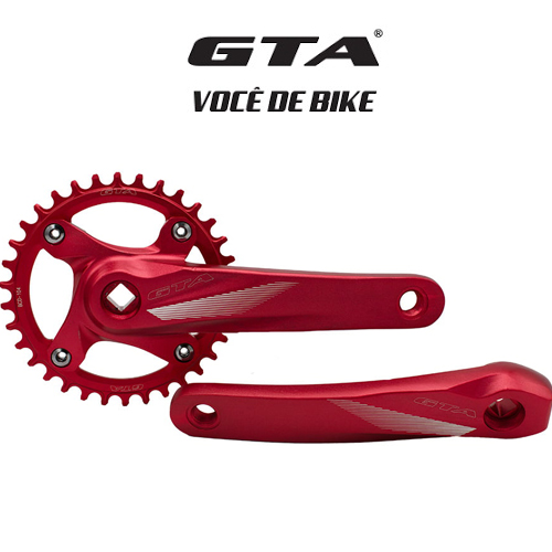 Pedivela GTA Single 34 dentes 170mm ponta quadrada de aluminío Vermelho - Imagem 2